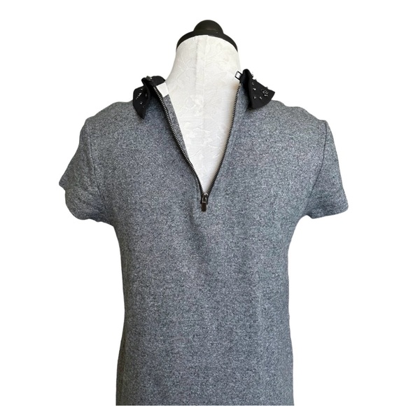 LOFT Ann Taylor Gray Shift Dress Jersey Embellished Peter Pan Collar Size Medium - Picture 10 of 16